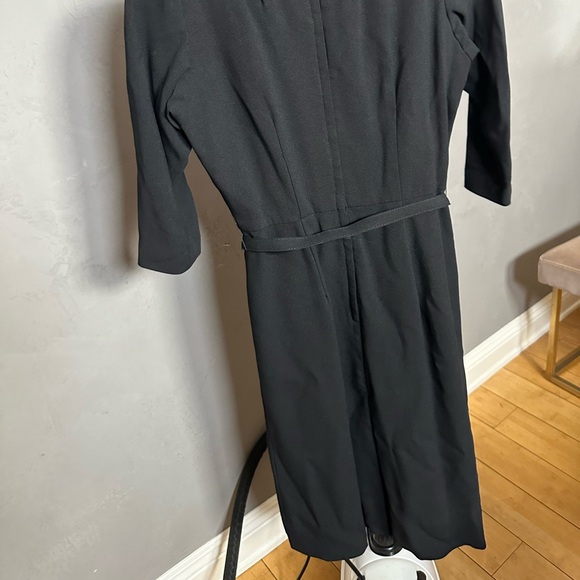 Vintage 1950’s Black Slim Fit Belted Topaz Original Designer Cocktail Dress - Picture 10 of 10